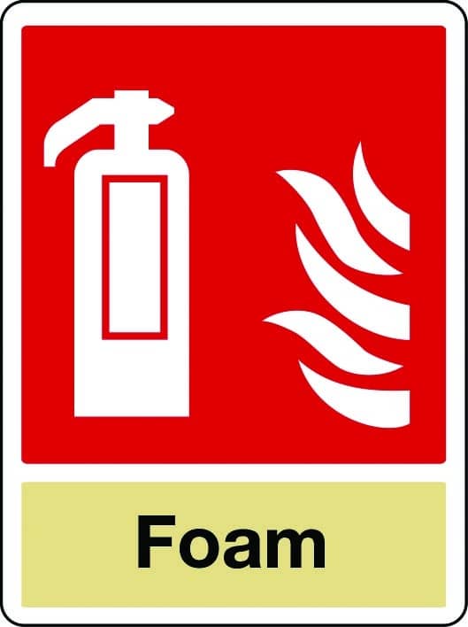 Foam fire extinguisher sign