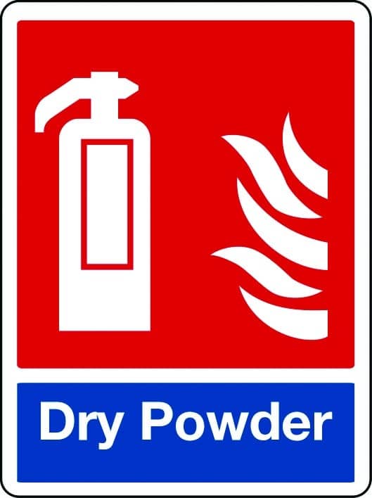 Dry powder fire extinguisher sign