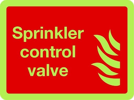 Sprinkler control valve photoluminescent sign