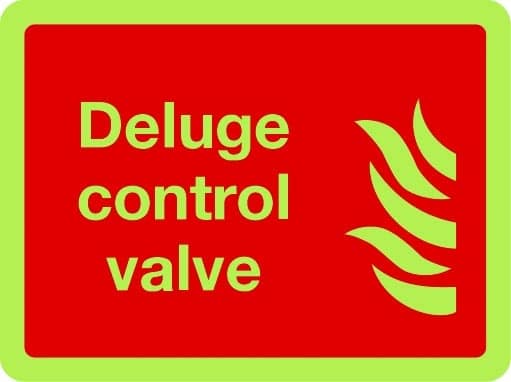 Deluge control valve photoluminescent sign