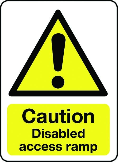 Caution disabled access ramp sign