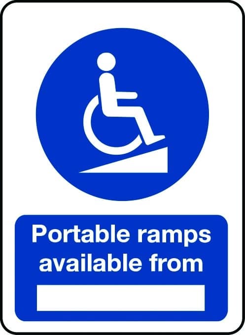 Portable ramps available from sign