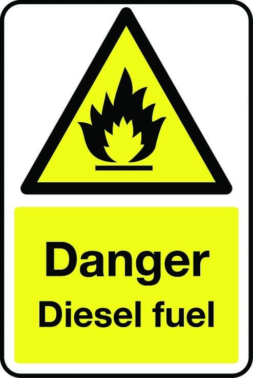 Danger diesel fuel sign