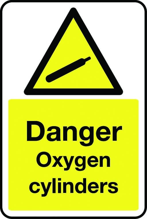 Danger oxygen cylinders sign