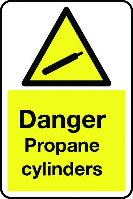 Danger propane cylinders sign