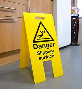 Danger slippery surface sign