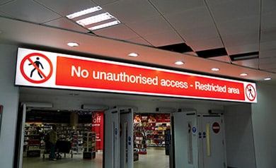 Indoor Lightbox Sign No unauthorised access