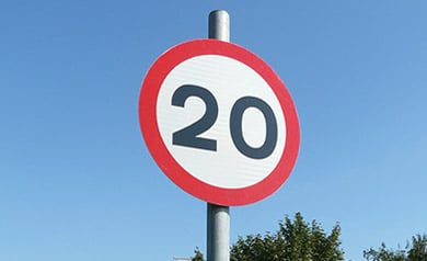 20mph road traffic management sign