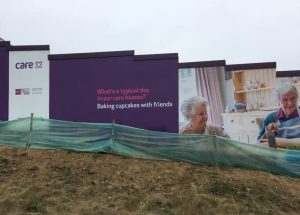 Staggered Hoarding Panels on a Hill