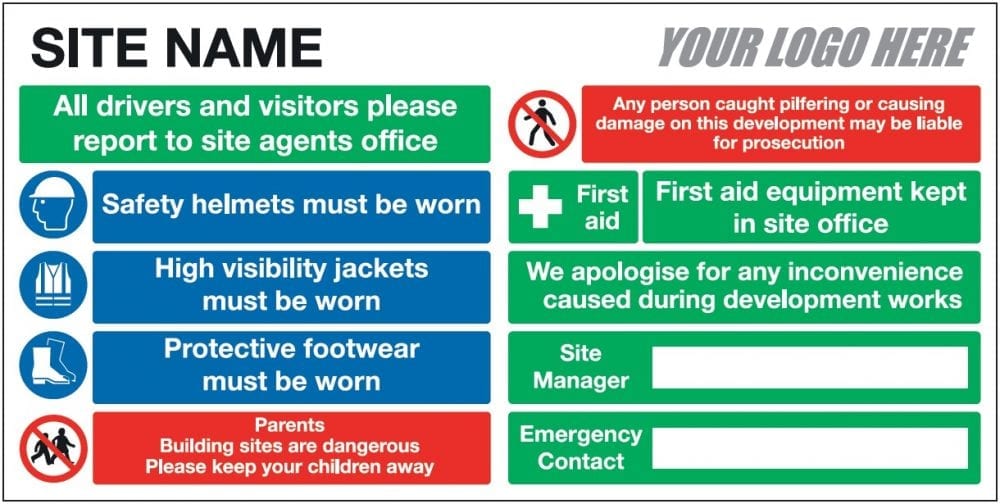 EE10214 Site Name Safety Board from Stocksigns Landscape