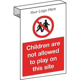 EE20113 Scaffolding children are not allowed to play on this site. Construction site sign.