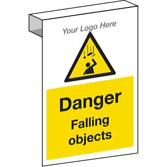 EE20121 Scaffolding. Danger falling objects sign for construction sites.