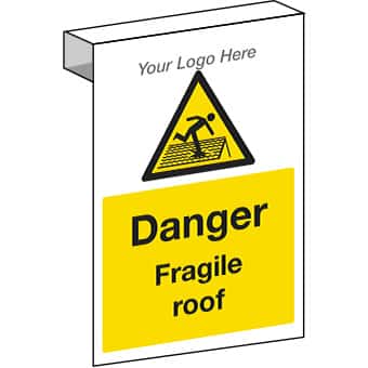 EE20123 Scaffolding Danger fragile roof. Construction sign