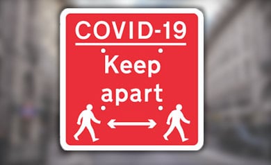 COVID-19 foot traffic sign