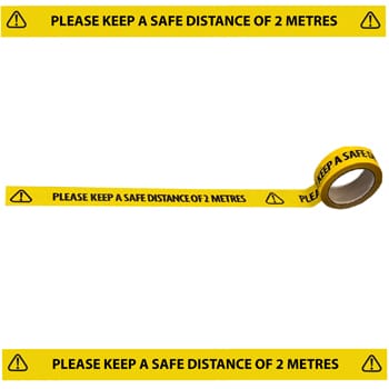 604810 Please keep a safe distance of 2 metres floor tape covid-19 from stocksigns Ltd