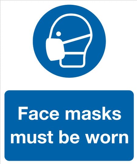 Face mask must be worn sign.