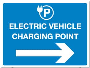 Electric vehicle charging point with arrow right