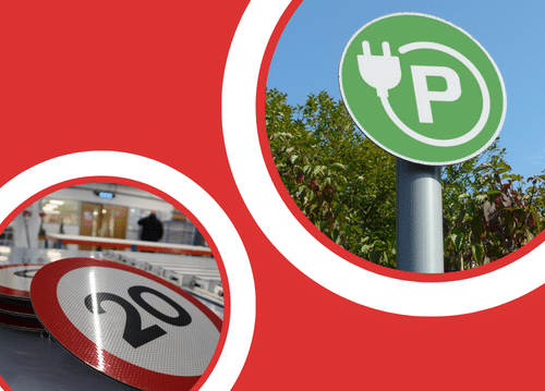 Traffic and EV charging signs, Stocksigns Blog Thumbnail