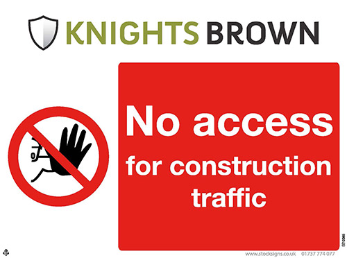No Access For Construction Traffic Sign - 4mm Correx, 400 x 300mm