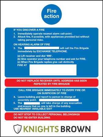 EE70070KB Fire Action Notice