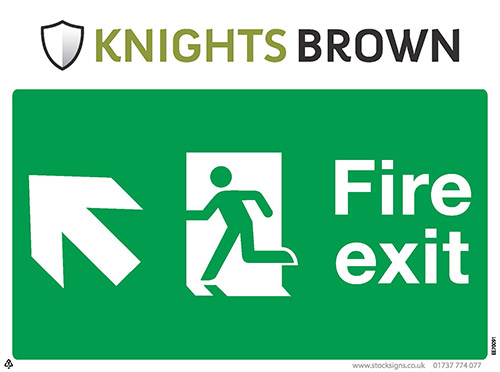 Fire Exit Directional Sign (Diagonal Arrows)