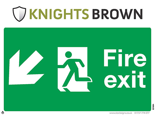 Fire Exit Directional Sign (Diagonal Arrows)