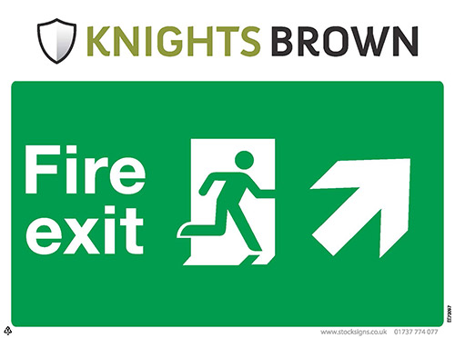 Fire Exit Directional Sign (Diagonal Arrows)