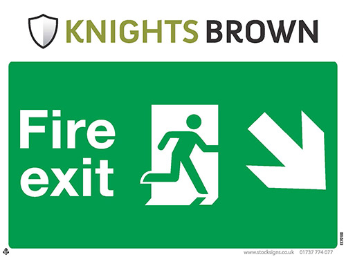 Fire Exit Directional Sign (Diagonal Arrows)