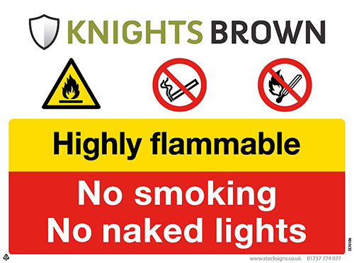 Highly Flammable - No Smoking - 4mm Correx, 800 x 600mm