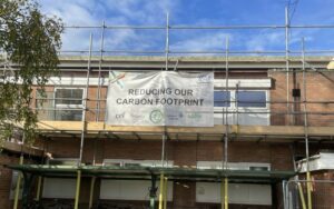 Our JCI banner hanging up on site