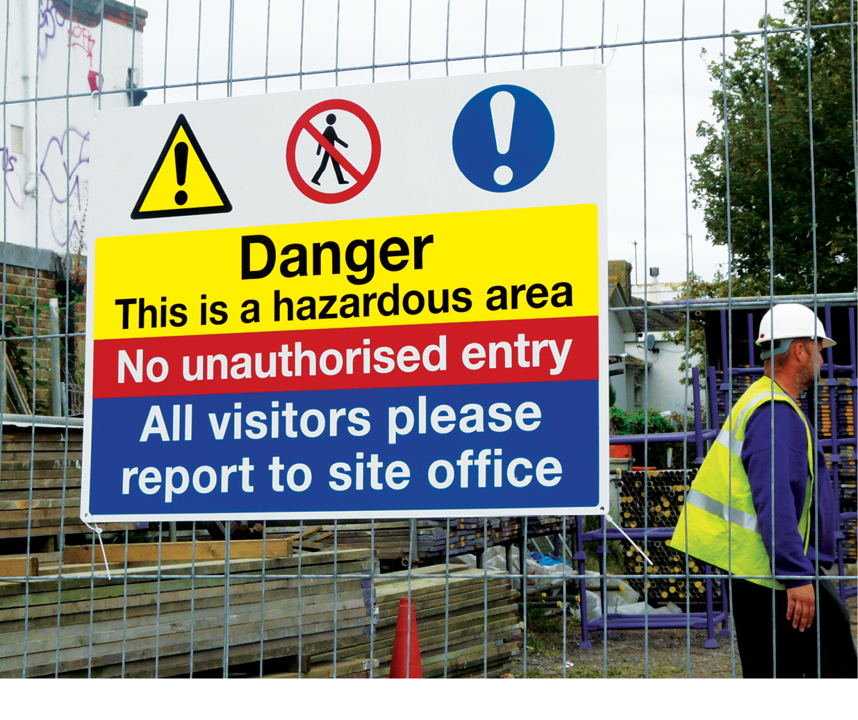 Danger sign about a hazardous area