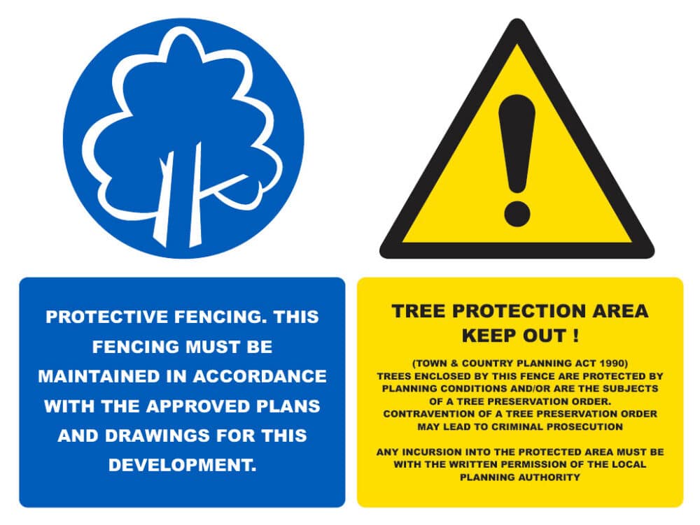 Protective fencing- tree protection area keep out