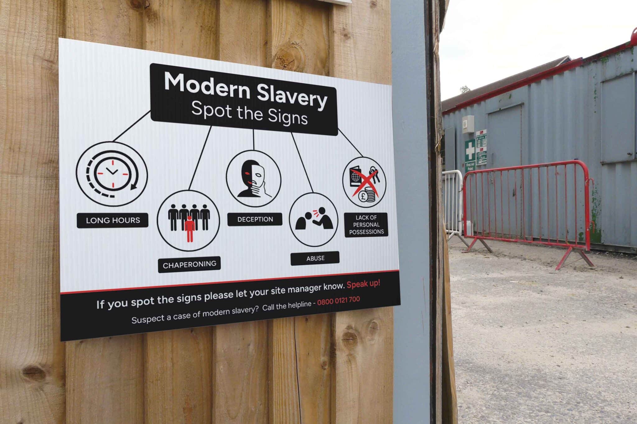 Modern Slavery Sign Mock Up. Stocksigns New Modern slavery range showing spotting the signs