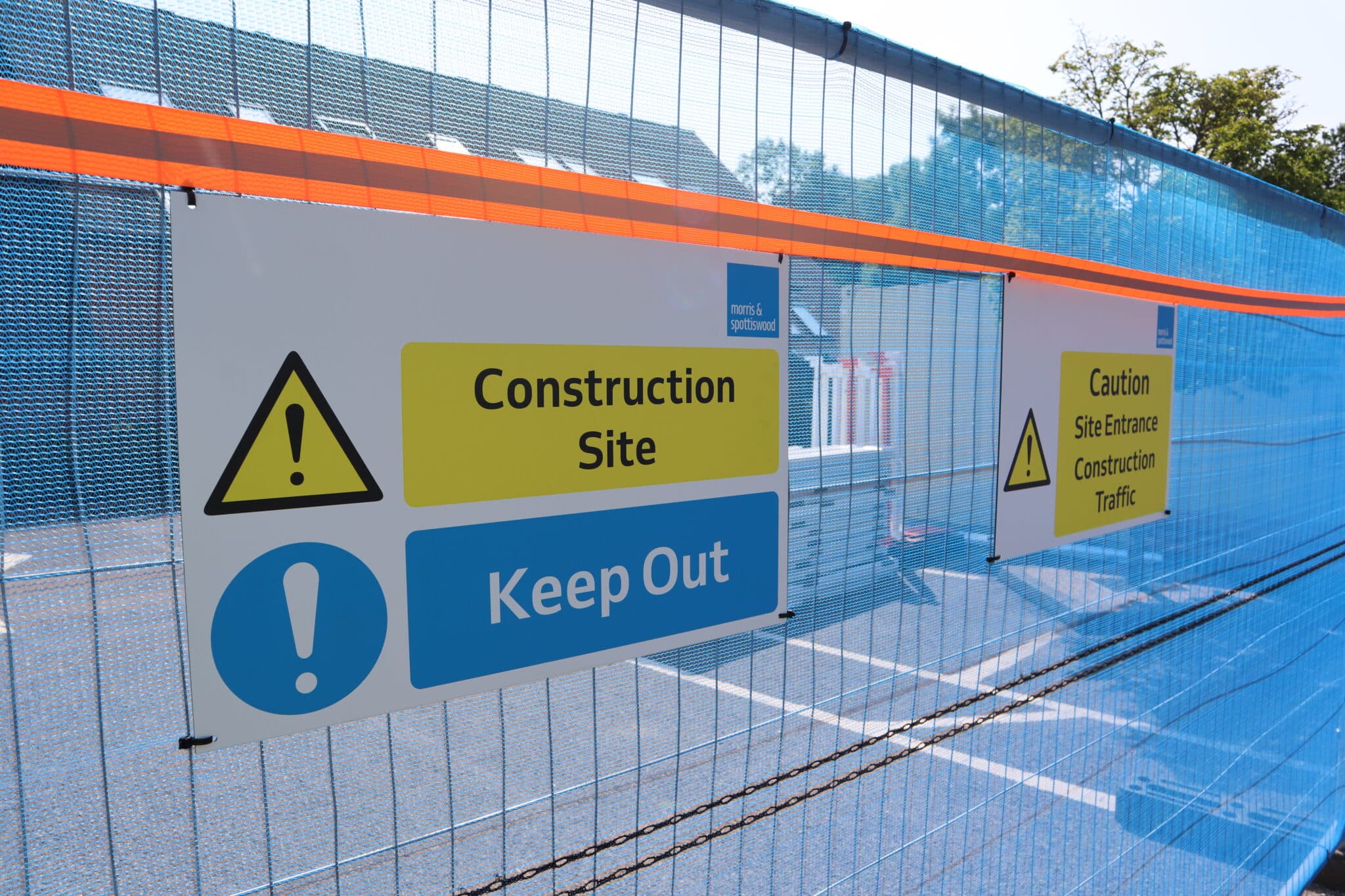 Morris and Spottiswood Tesco Construction site keep out signage