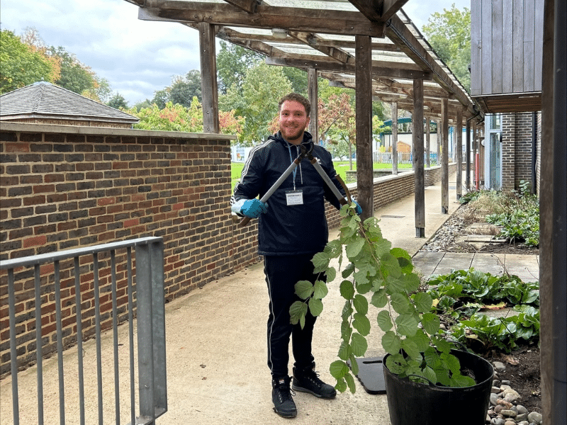 Shaun gardening at The Children's Trust