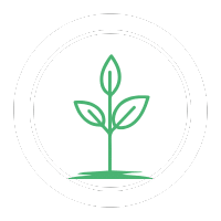 A White Circle with a green plant sprout